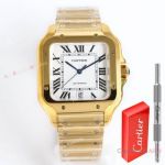 TW Factory Copy Cartier Santos 39.8mm Large Yellow Gold Roman Opaline Dial Watch